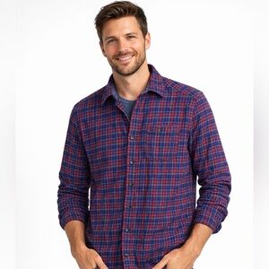 Men’s Boston Traders Plaid Flannel Shirt Blue Small
